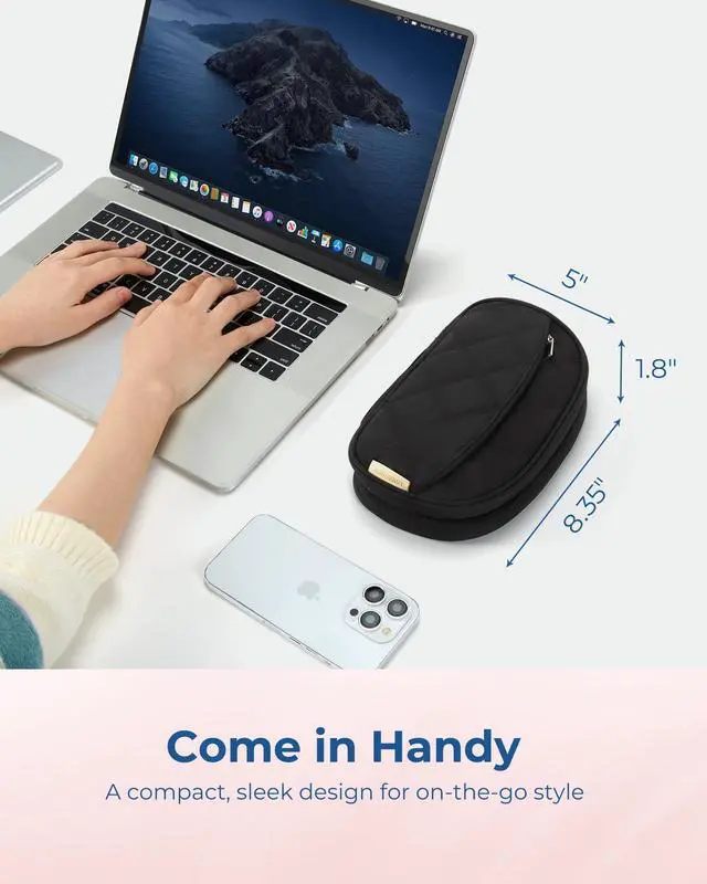 Alt view image 6 of 7 - BAGSMART Travel Cord Organizer Electronics Case, Double Layers Puffer Cable Organizer Bag Travel Essentials for Women, Tech Organizer Case for Charger, Phone, Flash Drive - Black