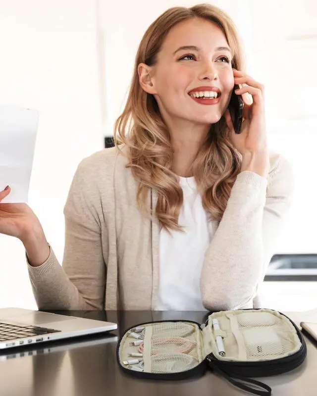 Alt view image 7 of 7 - BAGSMART Travel Cord Organizer Electronics Case, Double Layers Puffer Cable Organizer Bag Travel Essentials for Women, Tech Organizer Case for Charger, Phone, Flash Drive - Black