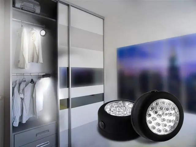 Alt view image 5 of 6 - CALIFORNIA CADE ELECTRONIC 24 LED Round Magnetic Work Light Torch with Integral Hanging Hook and Magnet Set,Pack of 3(Black)