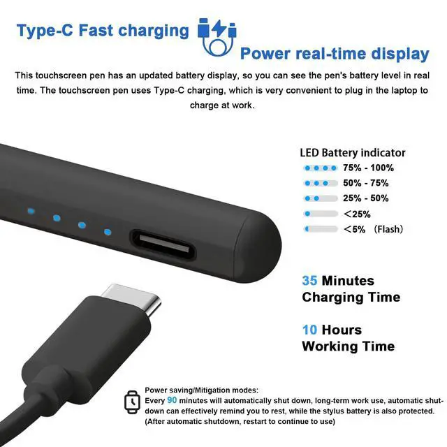 Alt view image 2 of 7 - Stylus Pens for Touch Screens Power-Display Tablet Pen POM Tip Magnetic Digital Touch Pen Compatible with iPhone/iPad/iPad Pro/Lenovo/and Other iOS/Android Smartphone and Tablet Devices (Black)