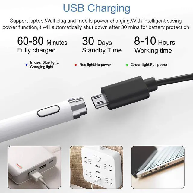 Alt view image 5 of 6 - Active Stylus Pen Compatible for iOS&Android Touch Screens, Pencil with Dual Touch Function,Rechargeable Stylus for iPad/iPad Pro/Air/Mini/iPhone/Cellphone/Samsung/Tablet Drawing&Writing