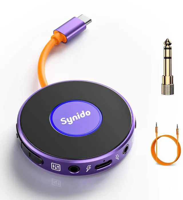 Main image of Synido Portable Guitar Audio Interface with USB-C 24bit, 48kHz Mini Interface for DJ Audio Output, Recording Music and Live Streaming with Instrument Input and Headphone Monitoring