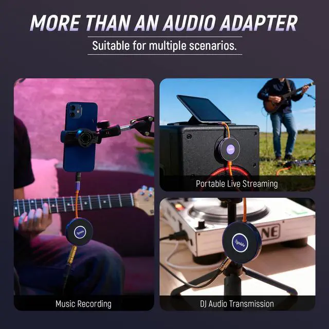 Alt view image 5 of 7 - Synido Portable Guitar Audio Interface with USB-C 24bit, 48kHz Mini Interface for DJ Audio Output, Recording Music and Live Streaming with Instrument Input and Headphone Monitoring