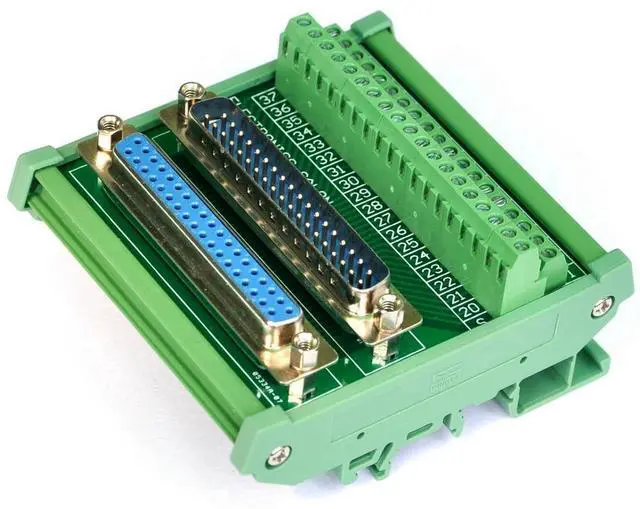Main image of Electronics-Salon DB37 D-SUB DIN Rail Mount Interface Module, Male/Female, DSUB Breakout Board.
