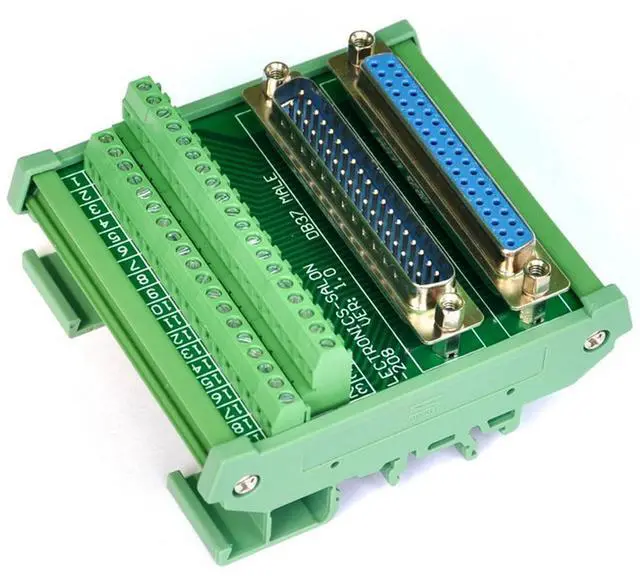 Alt view image 2 of 7 - Electronics-Salon DB37 D-SUB DIN Rail Mount Interface Module, Male/Female, DSUB Breakout Board.