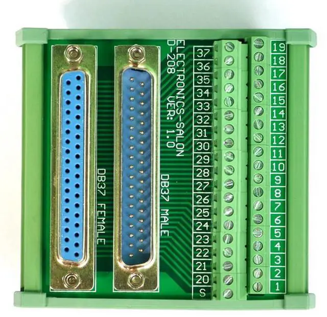 Alt view image 3 of 7 - Electronics-Salon DB37 D-SUB DIN Rail Mount Interface Module, Male/Female, DSUB Breakout Board.
