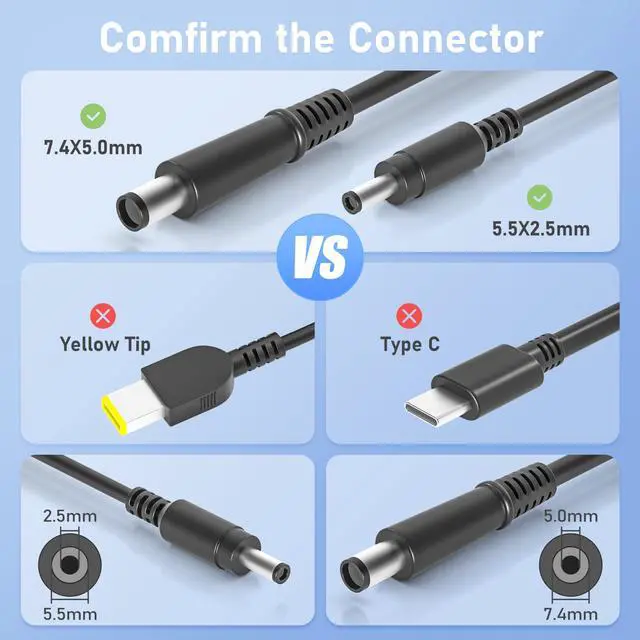 Alt view image 6 of 6 - 90W 65W Ac Adapter Power Cord for HP All-in-One Desktop 20" 22" 24" 24-DD 24-DF 24-DP 24-CB 22-DD DF 27-DB:24-dd0210 dd0010 24-df0040 22-df0222 22-dd0210 dd0110 24-dp0160 dp1250 dp1380 Charger