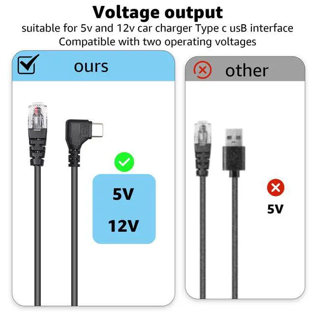 Alt view image 4 of 6 - Hodeoo Upgraded USB-C to RJ11 Power Cord, 3.3Ft Length, Compatible with Escort MAX360 MAX 360c, IX, IXc, 9500 IX,Uniden R1 R3 R7, Beltronics, Cobra, Radenso XP etc.