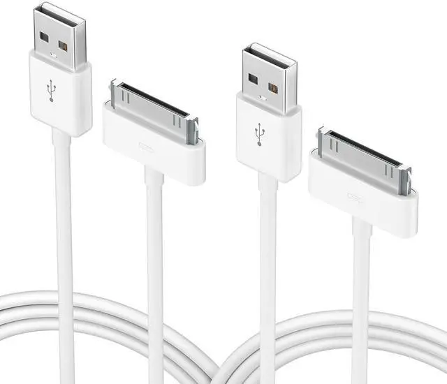 Main image of sarmert Apple Certified 30 Pin USB Charging Cable, UPoweradd 4.0ft USB Sync Charging Cord iPhone Compatible for 4 4s 3G 3GS iPad 1 2 3 iPod Touch Nano White (2 PCS)