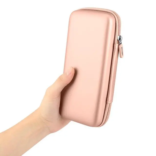 Alt view image 6 of 7 - iMangoo Travel Essentials Electronics Organizer Charger Case Portable Dual Zipper Shockproof Pouch Tech Purse Cord Cable Pouches Power Bank Storage Accessories Bag for Women Men,8.5x4.5x2 Rose Gold