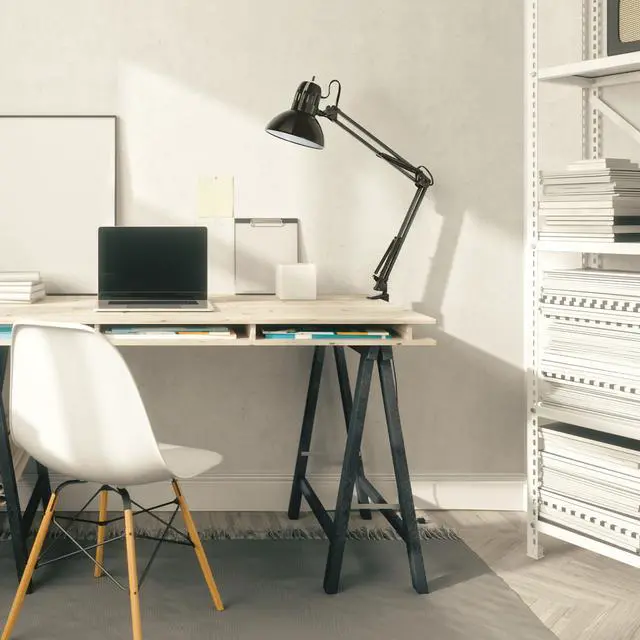 Alt view image 2 of 7 - 56963 31.5" Multi-Joint Desk Lamp with Metal Clamp, Black, On/Off Rotary Switch on Shade, Partially Adjustable Swing Arm, Home Essentials, Reading Light, Office Décor