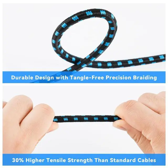 Alt view image 5 of 7 - Tomorotec 3-Pack 10ft Braided Guitar Cables for Electric Guitar, Bass, Microphone, Speaker, Mixing Console, 1/4" Interface Instrument Cables with Durable Copper & PE Build and Tangle-Free Tweed Jacket