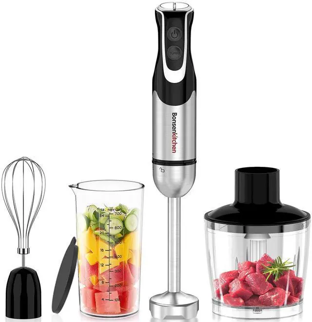 Main image of Bonsenkitchen 4-in-1 Immersion Blender Handheld with Food Processor, 12 Speeds Hand Blender with Turbo Mode, Stainless Steel Blade, Egg Whisk, Beaker & Chopper Bowl, Stick Mixer for Smoothie, Puree