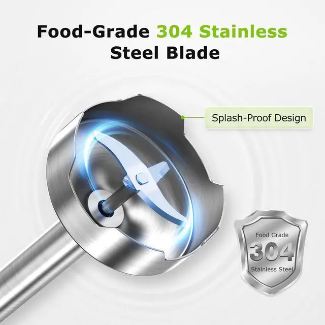 Alt view image 3 of 7 - Bonsenkitchen 4-in-1 Immersion Blender Handheld with Food Processor, 12 Speeds Hand Blender with Turbo Mode, Stainless Steel Blade, Egg Whisk, Beaker & Chopper Bowl, Stick Mixer for Smoothie, Puree