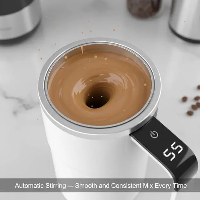 Alt view image 2 of 7 - Self Stirring Coffee Mug, Electric Auto Mixing Cup for Coffee & Protein Shakes, Rechargeable, 13 oz White, Perfect for Office & Home Use