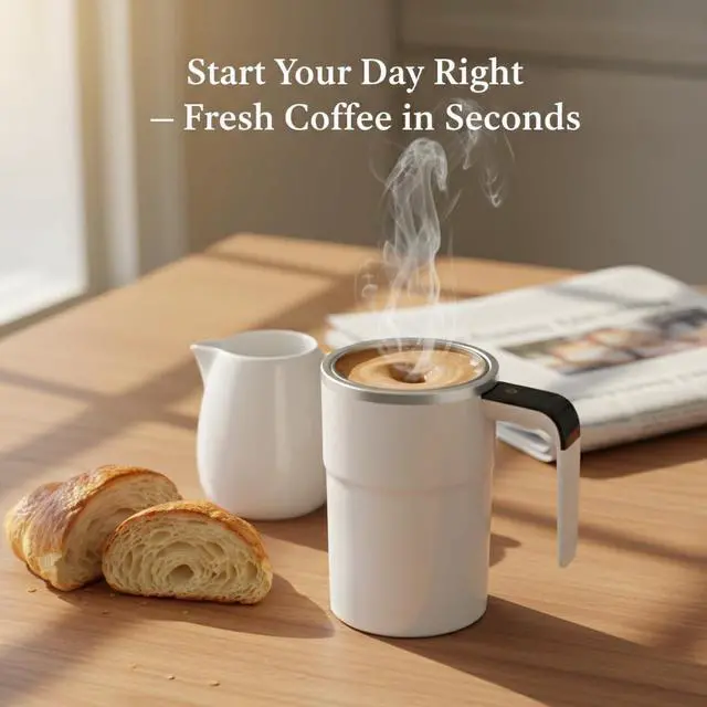 Alt view image 4 of 7 - Self Stirring Coffee Mug, Electric Auto Mixing Cup for Coffee & Protein Shakes, Rechargeable, 13 oz White, Perfect for Office & Home Use