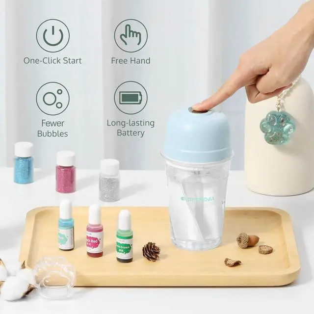 Alt view image 2 of 7 - Auto Resin Mixer, Rechargeable Epoxy Mixer for Save Your Wrist, Epoxy Resin Stirrer for Resin Molds, Silicone Molds and Supplies, DIY Crafts with Measuring Cups (Mixer & Cup*10)