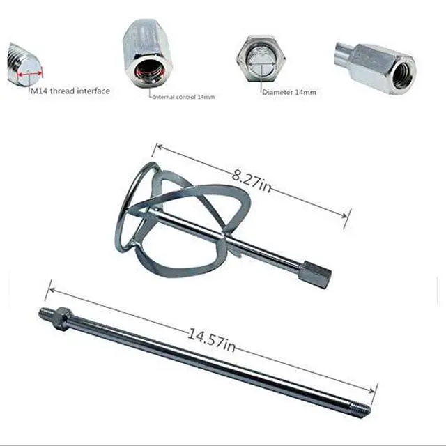 Alt view image 4 of 6 - Concrete Mixing Rod, Paint Mixing Rod. Paint Mixer Drill bit Accessories, Cement Mixer Tool Drill bit, M14 Electric Brick Mixer Accessories