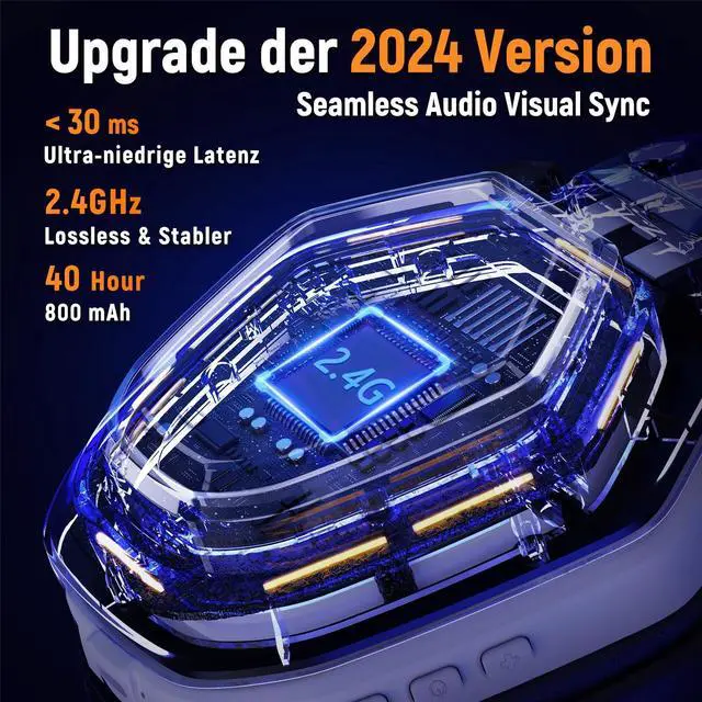 Alt view image 2 of 6 - Ozeino 2.4GHz Wireless Gaming Headset for PC, Ps5, Ps4 - Lossless Audio USB & Type-C Ultra Stable Gaming Headphones with Flip Microphone, 40-Hr Battery Gamer Headset for Switch, Laptop, Mobile, Mac