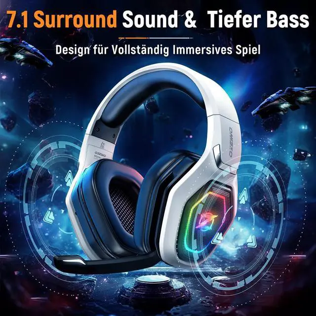 Alt view image 3 of 6 - Ozeino 2.4GHz Wireless Gaming Headset for PC, Ps5, Ps4 - Lossless Audio USB & Type-C Ultra Stable Gaming Headphones with Flip Microphone, 40-Hr Battery Gamer Headset for Switch, Laptop, Mobile, Mac