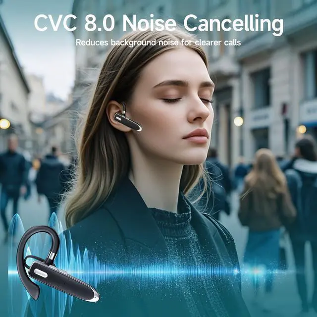 Alt view image 7 of 7 - MOZC Bluetooth Headset Single Ear Business Earbuds, Bluetooth 6.1 Wireless Headphones with Mic,Earbuds with 800mAh Charging Case,100H Standby Time Bluetooth Earpiece,Earphones for Work,Trucker,Office