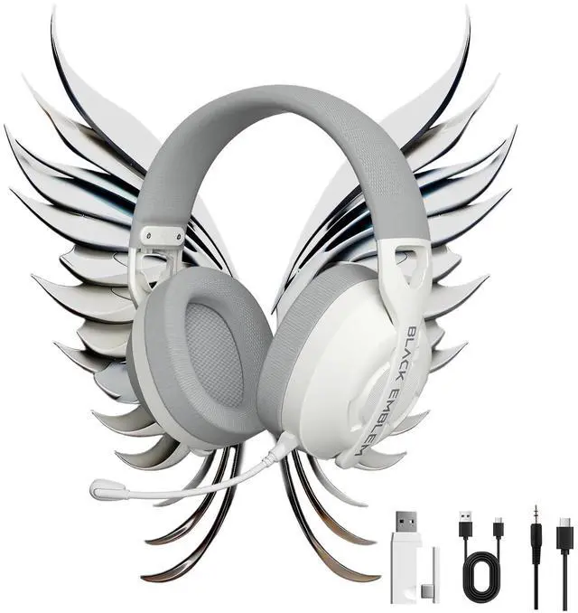 Alt view image 7 of 7 - Black Emblem X2 Wireless Gaming Headset, 2.4GHz Gaming Headphones with Mic, Bluetooth 5.4, 50H Battery, Breathable Earcups, Lightweight Wireless Headset for PC/PS5/PS4/Switch