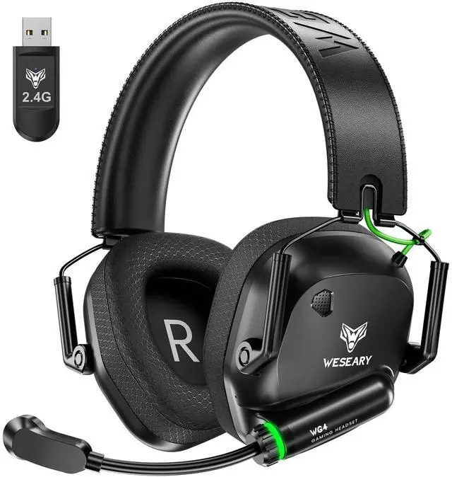 Main image of WESEARY Wireless Gaming Headset 2.4GHz & Bluetooth 5.4 Gaming Headphones with ENC Mic, Ultra-Low Latency, Stereo Sound, Soft Earmuffs, Wireless Headsets for PS5, PS4, Switch, PC, Mac