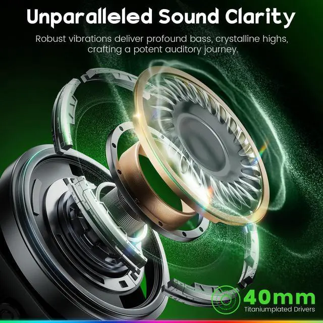 Alt view image 6 of 7 - WESEARY Wireless Gaming Headset 2.4GHz & Bluetooth 5.4 Gaming Headphones with ENC Mic, Ultra-Low Latency, Stereo Sound, Soft Earmuffs, Wireless Headsets for PS5, PS4, Switch, PC, Mac