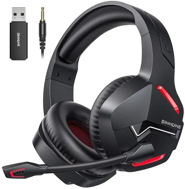 Main image of BINNUNE Wireless Gaming Headset for PS5 PC, 120H Ultra-Long Battery, 2.4GHz & Bluetooth 5.3 Wireless Headphones with Noise Canceling Mic, 50mm Drivers, Comfort Over Ear Headphones, Black