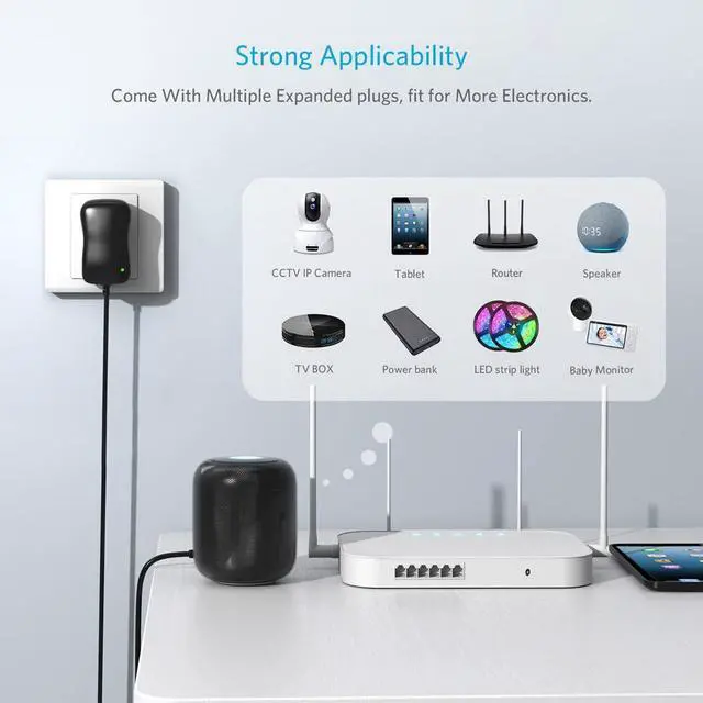 Alt view image 4 of 7 - Belker 36W 3V 4.5V 5V 6V 7.5V 9V 12V Adjustable Voltage Universal AC/DC Adapter Power Supply for Household Electronics Security Camera Router LED Strip Light Keyboard Tablet - 3A 3000mA Max.