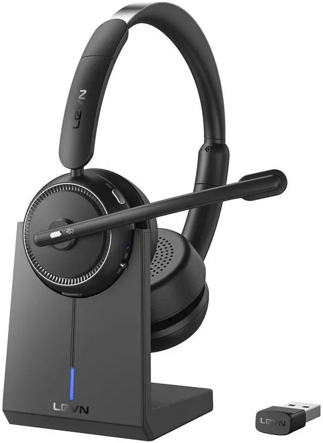 Main image of Wireless Headset with Mic for Work, Bluetooth Headset with Microphone (Noise Cancelling & Mute Button), Wireless Headphones with Mic for Work from Home/Office/PC/Call Center/Computer/Laptop/Teams/Zoom