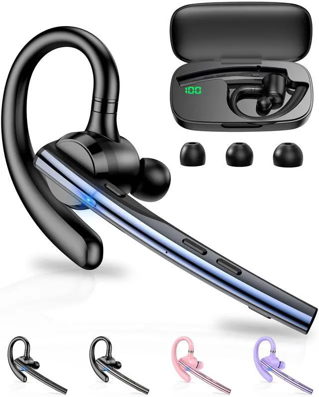 Main image of Bluetooth Headset V5.1 72H Talk Time Dual Mic with Mute Button for Business, Wireless Hand-Free Bluetooth Earpiece with 500mAh Charging Case for Cell Phone Calls Trucker Driver Laptop