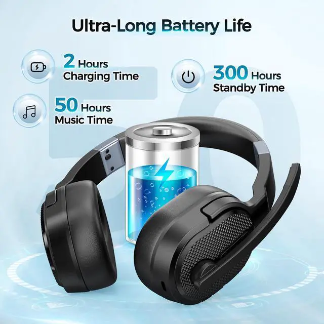 Alt view image 3 of 7 - COSMUSIS Trucker Bluetooth Headset, Wireless Headsets with Noise Cancelling Microphone, Long Battery Life Bluetooth Headphones with Detachable Earpad/Single+Dual Mode for Office/Driving/Home