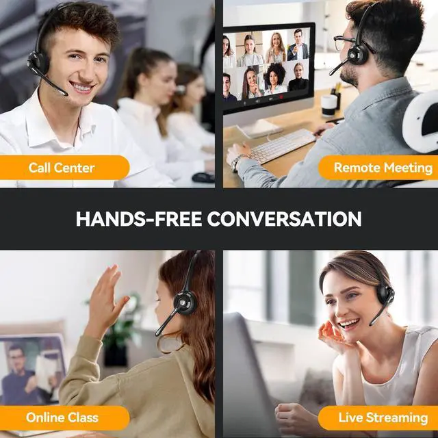 Alt view image 7 of 7 - TECKNET Bluetooth Headset, Wireless On Ear Headphones with Noise Cancelling Microphone for Trucker, Hand Free Wireless Headset with Mute Mic for Phone