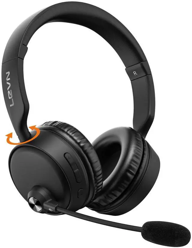Main image of LEVN Bluetooth Headset with Microphone, 60 Hrs Working Time Dual Connection Bluetooth Headphones with Mic, Wireless Headset with Mic for Work/Video Meetings/Phone/Call Center/PC/Music/Zoom/Teams