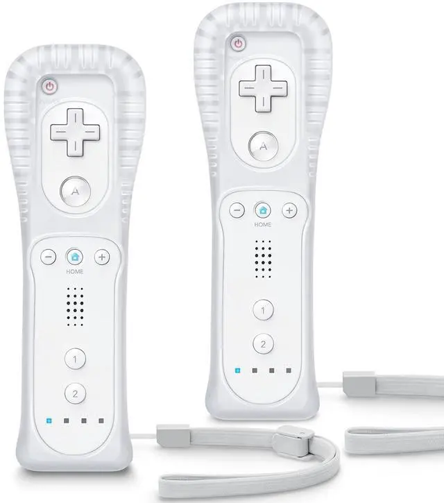 Main image of TIANHOO Remote Controller for Wii & Wii U, with Silicone Case and Wrist Strap, 2 pack (White)