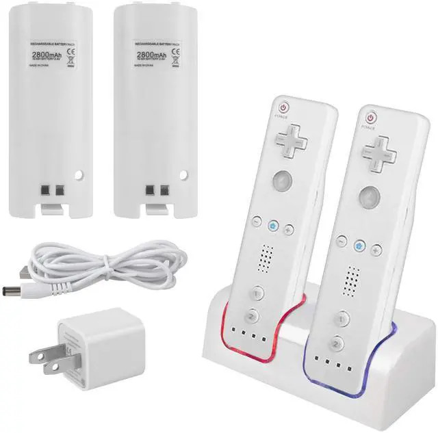 Main image of Kulannder Wii Remote Battery Charger(Free USB Wall Charger+Lengthened Cord) Dual Charging Station Dock with Two Rechargeable Capacity Increased Batteries for Wii U Game Remote Controller (White)