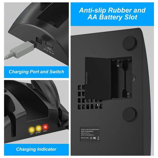 Alt view image 6 of 7 - KEKUCULL Game Organizer Station for Wii Remote Charger, Charging Dock Station for Controller, Wii Stand with 2 Pcs Rechargeable Battery for Wii Console Nunchuk Game Accessories Kit Storage