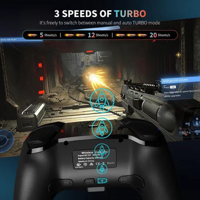 Alt view image 5 of 7 - AceGamer Wireless Pro Controller for Nintendo Switch 2/Switch/Lite/OLED/Windows PC, Bluetooth Controller with Hall Effect Joysticks, Wake-up/Turbo/Dual Vibration/Macros/6-Axis Gyro/Screenshot