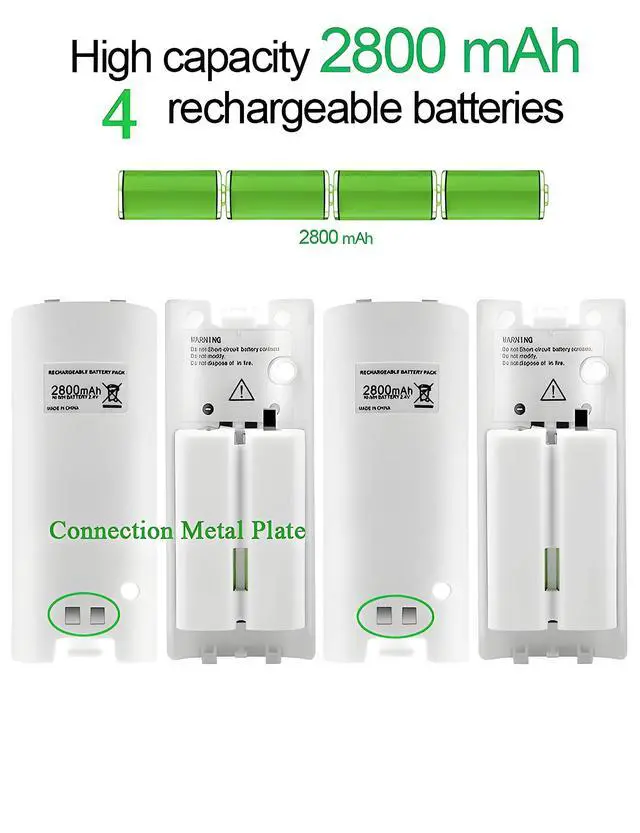 Alt view image 3 of 7 - Charging Dock Charger Station for Wii, 4 Port Remote Controller Charger with 4pcs 2800mAh Rechargeable Batteries (White)