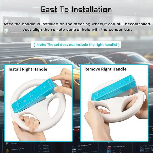 Alt view image 3 of 7 - Machine-Ya Wii Zapper Gun and Steering Wheel Compatible with Nintendo Wii & Wii U Remote Game (2-Pack, White)