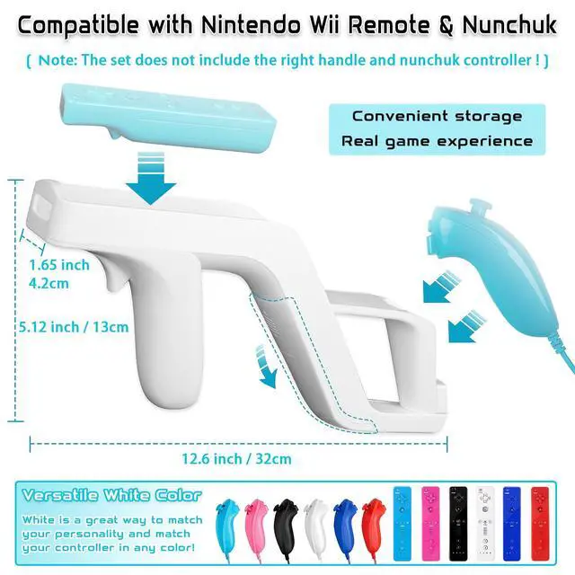 Alt view image 5 of 7 - Machine-Ya Wii Zapper Gun and Steering Wheel Compatible with Nintendo Wii & Wii U Remote Game (2-Pack, White)