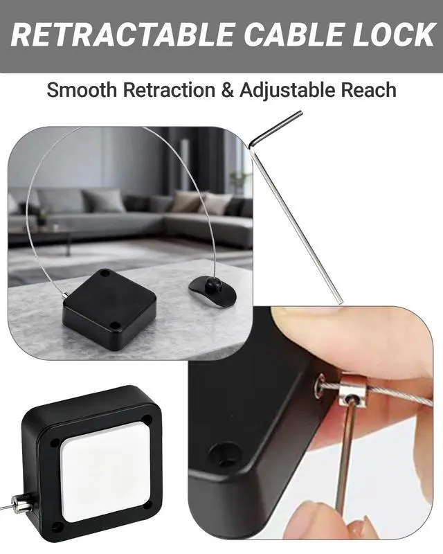 Alt view image 4 of 5 - 6.5ft Retractable Remote Control Tether, Remote Control Cable Tether Lock - Upgraded Leash with Adjustable Lock Strap for TV Remotes, Game Controllers, Tablets (4 Pack)