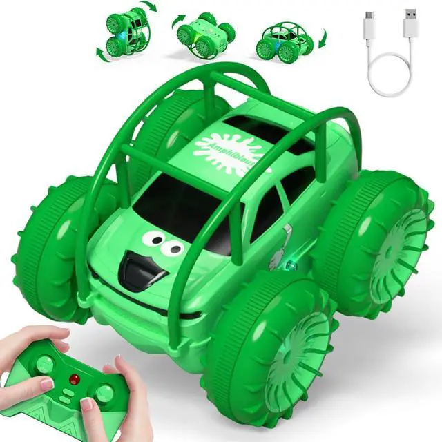 Main image of zingzoom Remote Control Car, Fast Direct Charging RC Cars Amphibious Rechargeable Stunt Car 360° Rotating LED 2.4Ghz 4WD All Terrain Waterproof Cars Toy Christmas Birthday Gift Kids Boys 3-12 Years