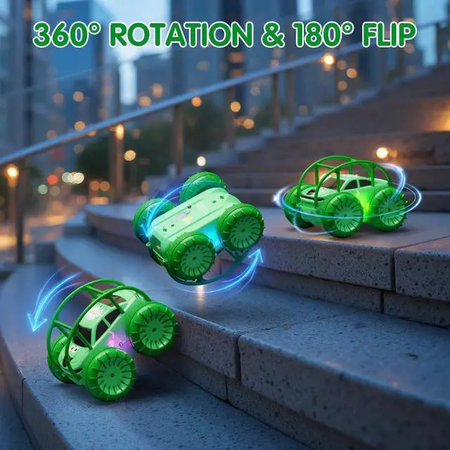 Alt view image 3 of 6 - zingzoom Remote Control Car, Fast Direct Charging RC Cars Amphibious Rechargeable Stunt Car 360° Rotating LED 2.4Ghz 4WD All Terrain Waterproof Cars Toy Christmas Birthday Gift Kids Boys 3-12 Years