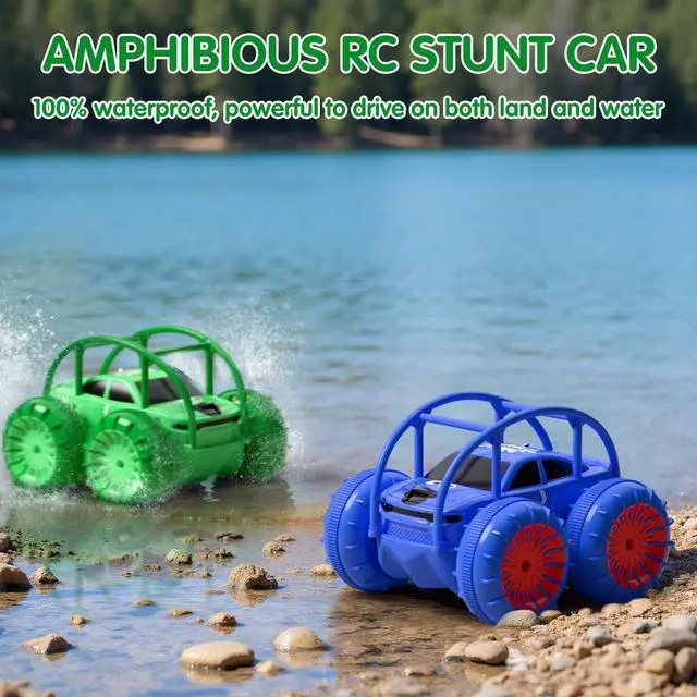 Alt view image 4 of 6 - zingzoom Remote Control Car, Fast Direct Charging RC Cars Amphibious Rechargeable Stunt Car 360° Rotating LED 2.4Ghz 4WD All Terrain Waterproof Cars Toy Christmas Birthday Gift Kids Boys 3-12 Years