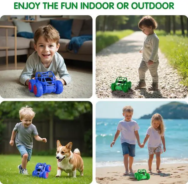 Alt view image 5 of 6 - zingzoom Remote Control Car, Fast Direct Charging RC Cars Amphibious Rechargeable Stunt Car 360° Rotating LED 2.4Ghz 4WD All Terrain Waterproof Cars Toy Christmas Birthday Gift Kids Boys 3-12 Years