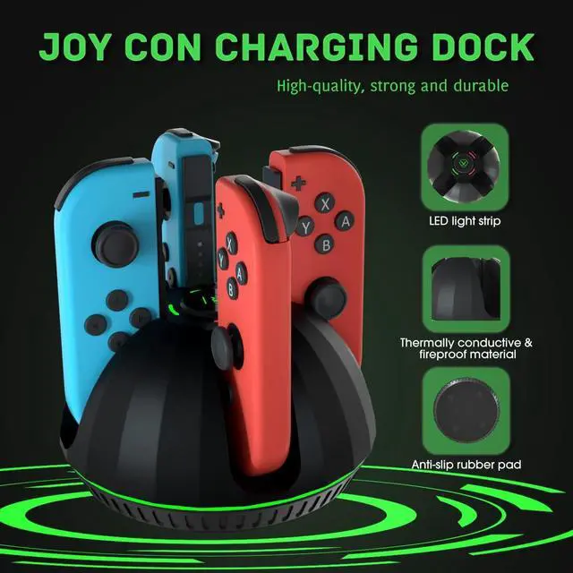 Alt view image 6 of 7 - Switch Controller Charging Dock for Nintendo OLED Joycon, Charger Station with Switch 1 JoyCon, 4 in 1 Joycon Charging Dock for Joy Con with LED Indication and USB Type-C Charger Cable
