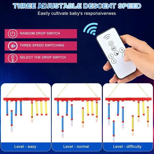 Alt view image 4 of 7 - ATG Reflex Sticks Challenge Game Remote Control, 3 Speed Modes, Solo/Dual Play Hand-Eye Coordination & Reaction Training Toy Drop Sticks Game for Kids & Adults
