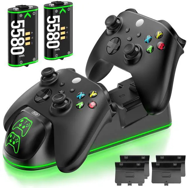 Main image of OIVO XSX Controller Charger Station with 2 Packs 5580mWh Rechargeable Battery for Xbox Series X/S/One/Elite/Core Controller, Charging Dock for Xbx with 4 Packs Covers for Xbox One Console